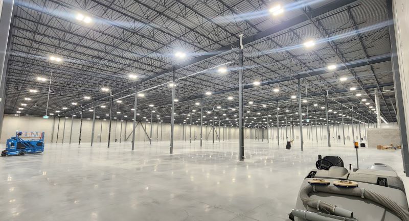 Energy-efficient commercial retrofit lighting installation in a large Toronto warehouse facility