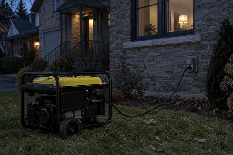 Portable generator safely connected to a Toronto home with an exterior inlet